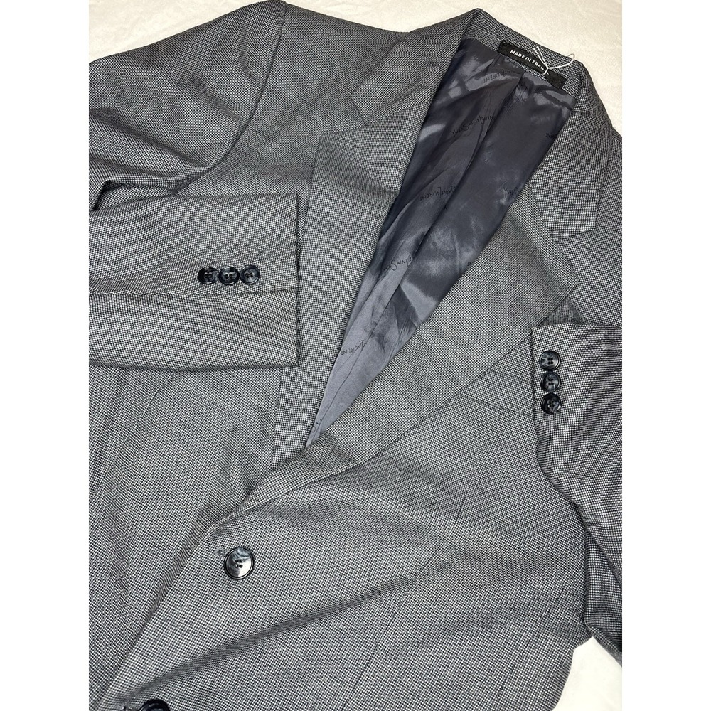 Yves Saint Laurent Men's Blazer 40R Grey Birdseye Sport Coat Jacket YSL No Tag